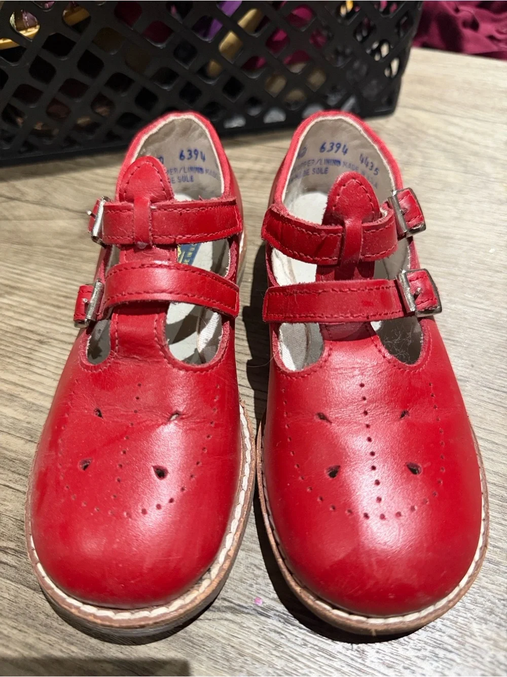 Girls' Red Double-Strap Mary Jane Dress Shoes